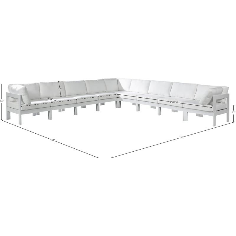 Meridian Furniture Nizuc White Outdoor Patio Modular Sectional