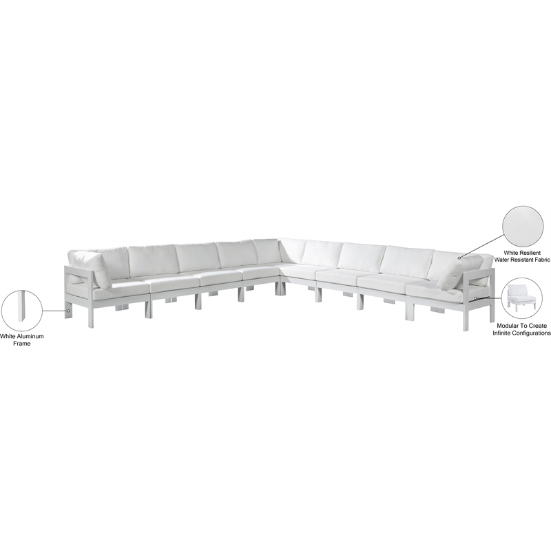 Meridian Furniture Nizuc White Outdoor Patio Modular Sectional