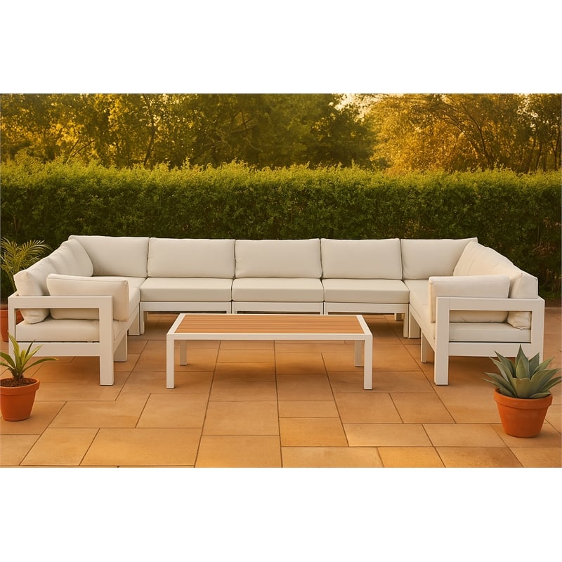 Meridian Furniture Nizuc White Outdoor Patio Modular Sectional