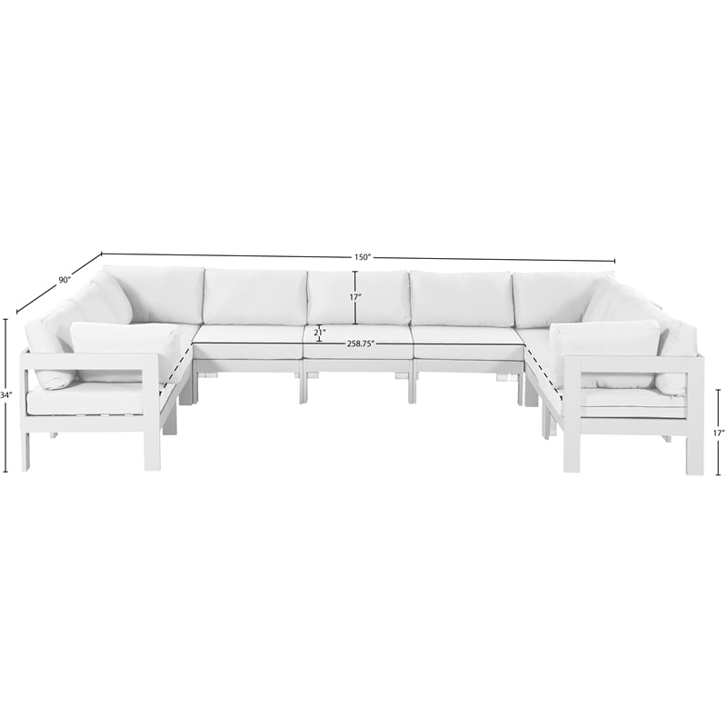 Meridian Furniture Nizuc White Outdoor Patio Modular Sectional