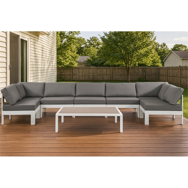 Meridian Furniture Nizuc Grey Outdoor Patio Modular Sectional
