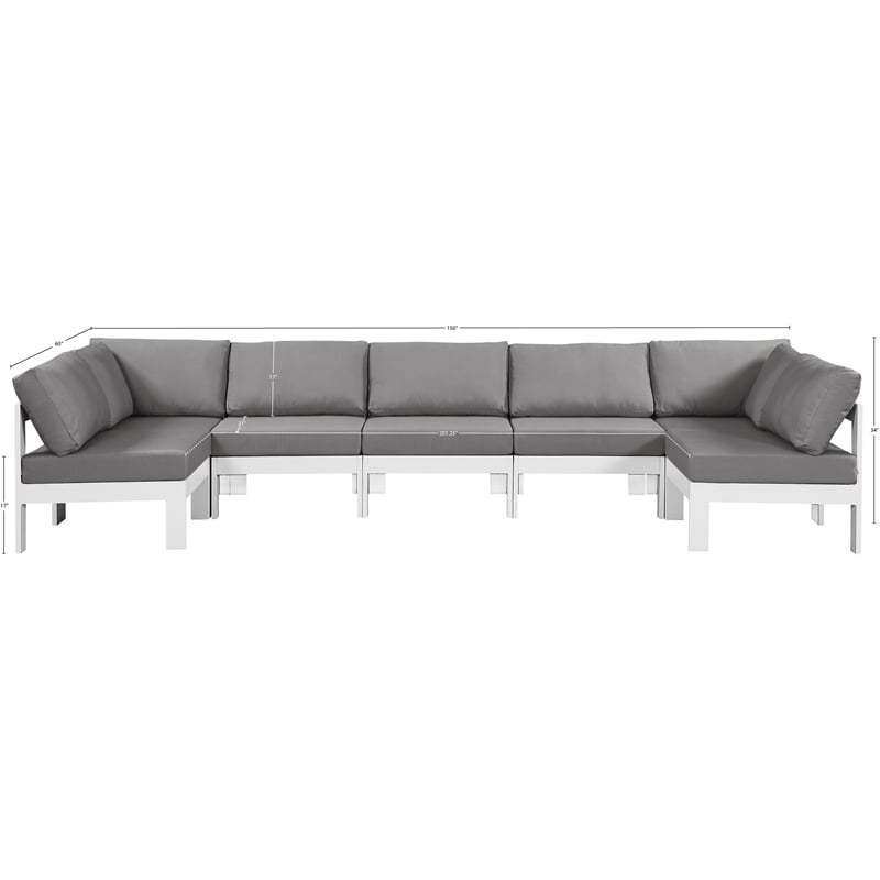Meridian Furniture Nizuc Grey Outdoor Patio Modular Sectional