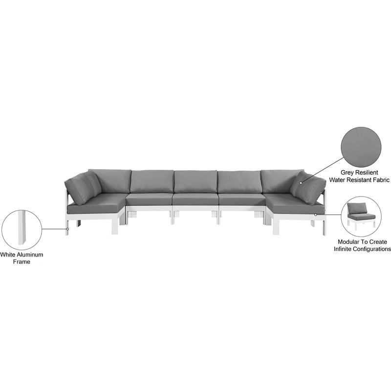 Meridian Furniture Nizuc Grey Outdoor Patio Modular Sectional