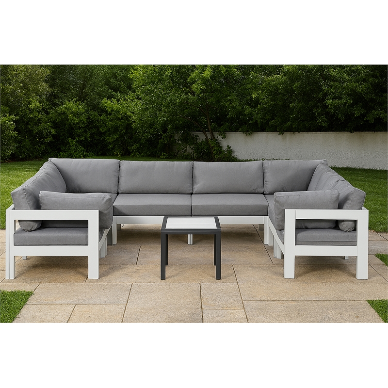 Meridian Furniture Nizuc Grey Outdoor Patio Modular Sectional