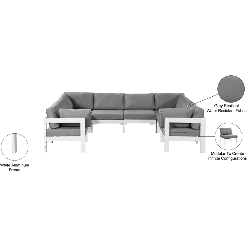 Meridian Furniture Nizuc Grey Outdoor Patio Modular Sectional