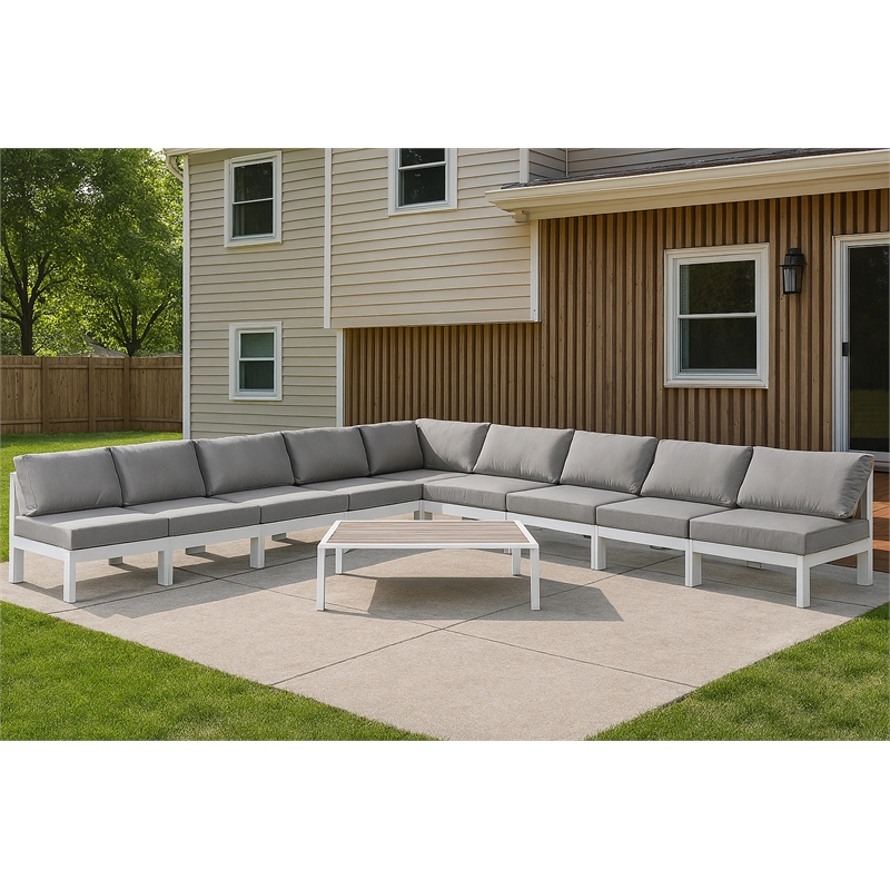 Meridian Furniture Nizuc Grey Outdoor Patio Modular Sectional