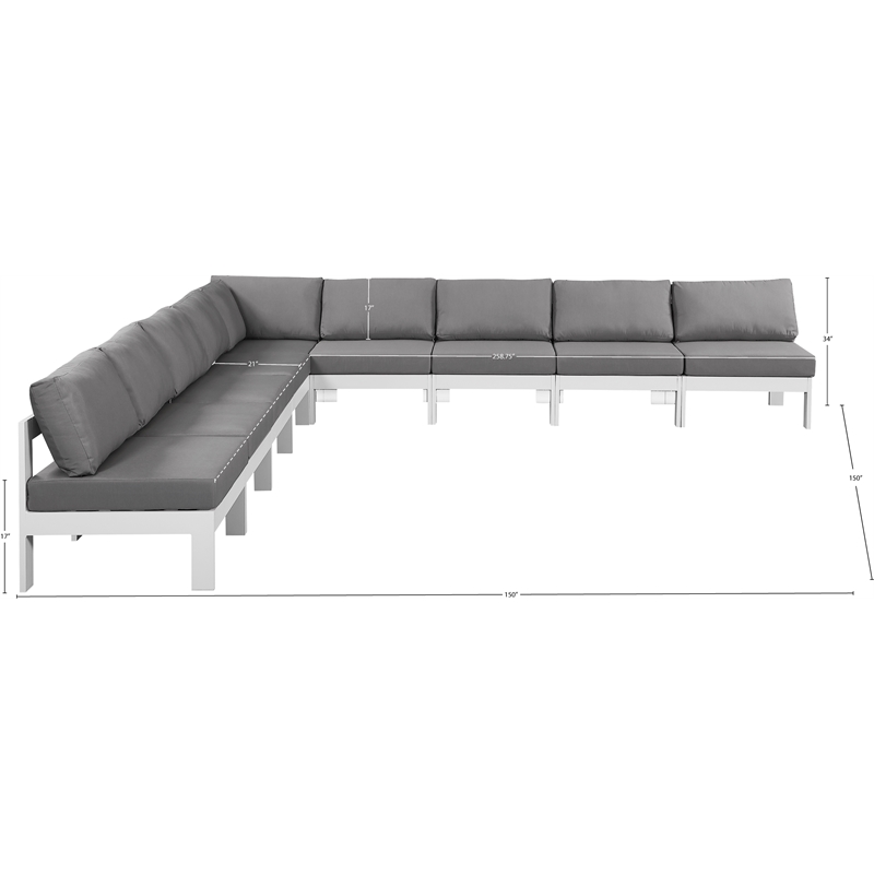Meridian Furniture Nizuc Grey Outdoor Patio Modular Sectional