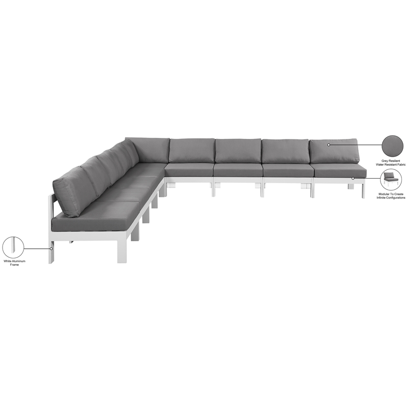 Meridian Furniture Nizuc Grey Outdoor Patio Modular Sectional