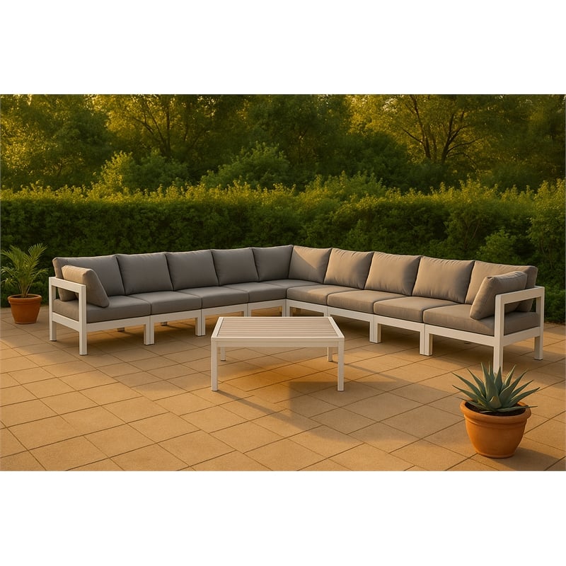 Meridian Furniture Nizuc Grey Outdoor Patio Modular Sectional