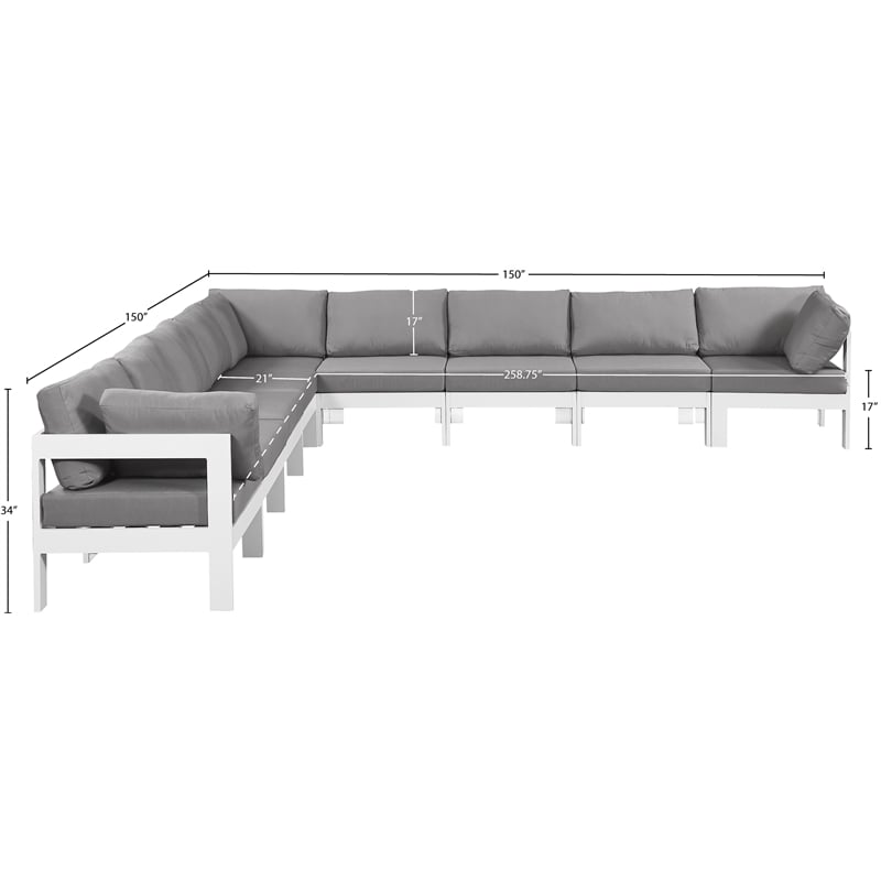 Meridian Furniture Nizuc Grey Outdoor Patio Modular Sectional
