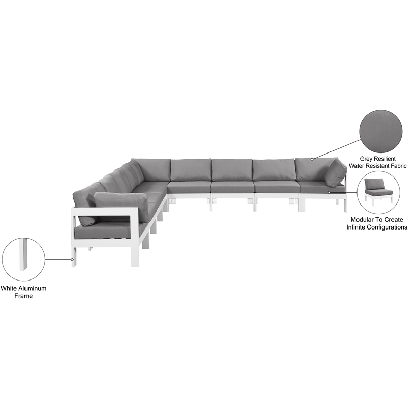 Meridian Furniture Nizuc Grey Outdoor Patio Modular Sectional