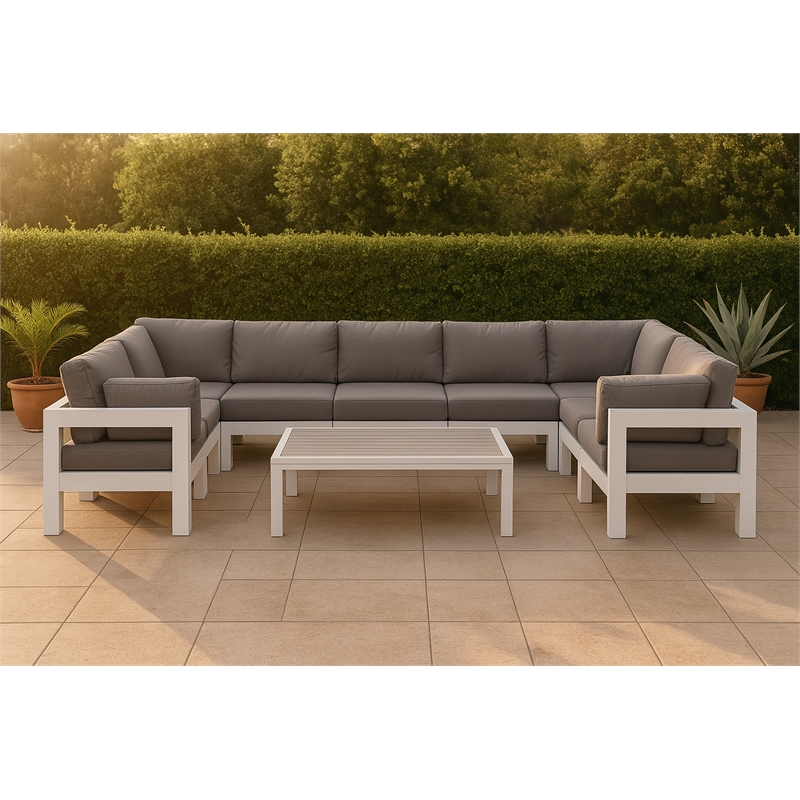 Meridian Furniture Nizuc Grey Outdoor Patio Modular Sectional