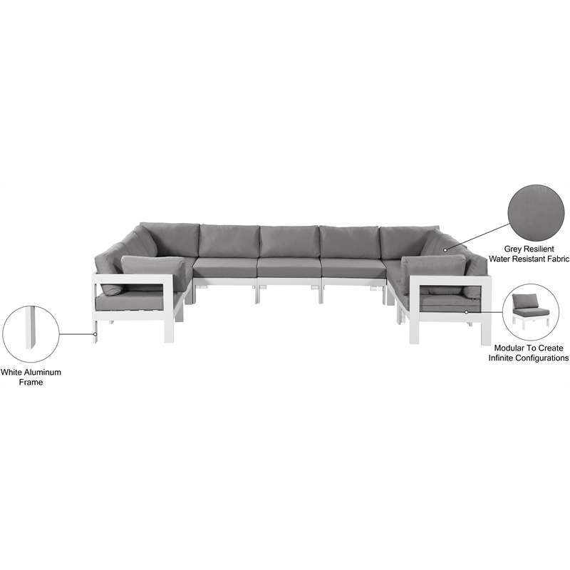 Meridian Furniture Nizuc Grey Outdoor Patio Modular Sectional