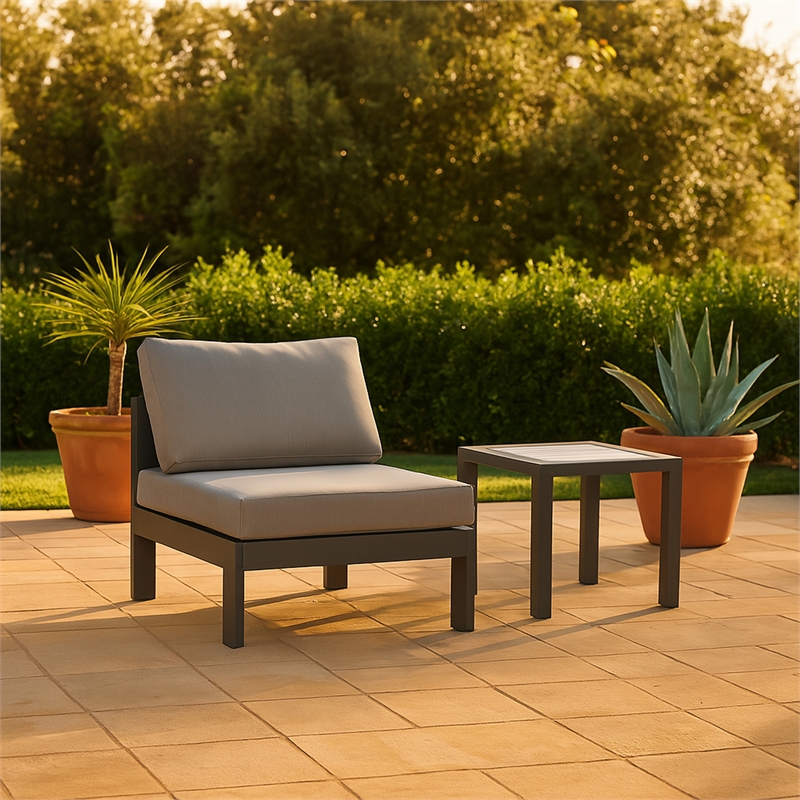 Meridian Furniture Nizuc Grey Outdoor Patio Armless Chair