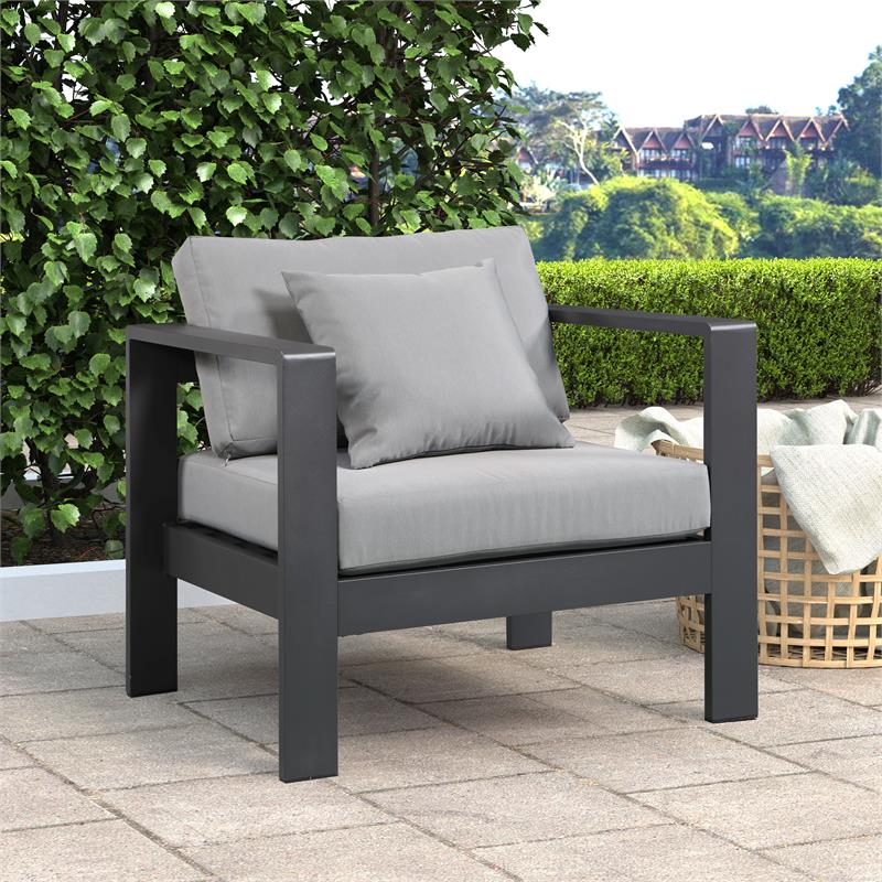 Meridian Furniture Nizuc Outdoor Patio Grey Aluminum Modular Arm Chair Meridian Furniture Nizuc Outdoor Patio Grey Aluminum Modular Arm Chair