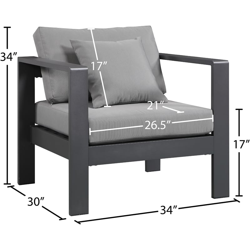 Meridian Furniture Nizuc Grey Outdoor Patio Arm Chair