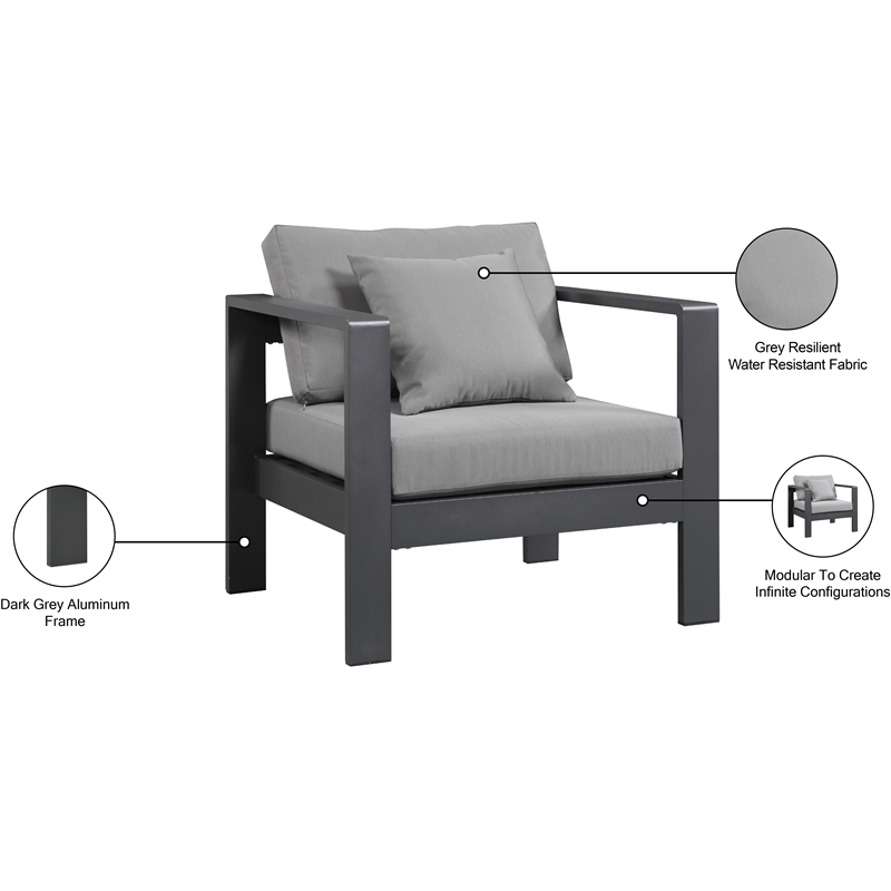 Meridian Furniture Nizuc Grey Outdoor Patio Arm Chair