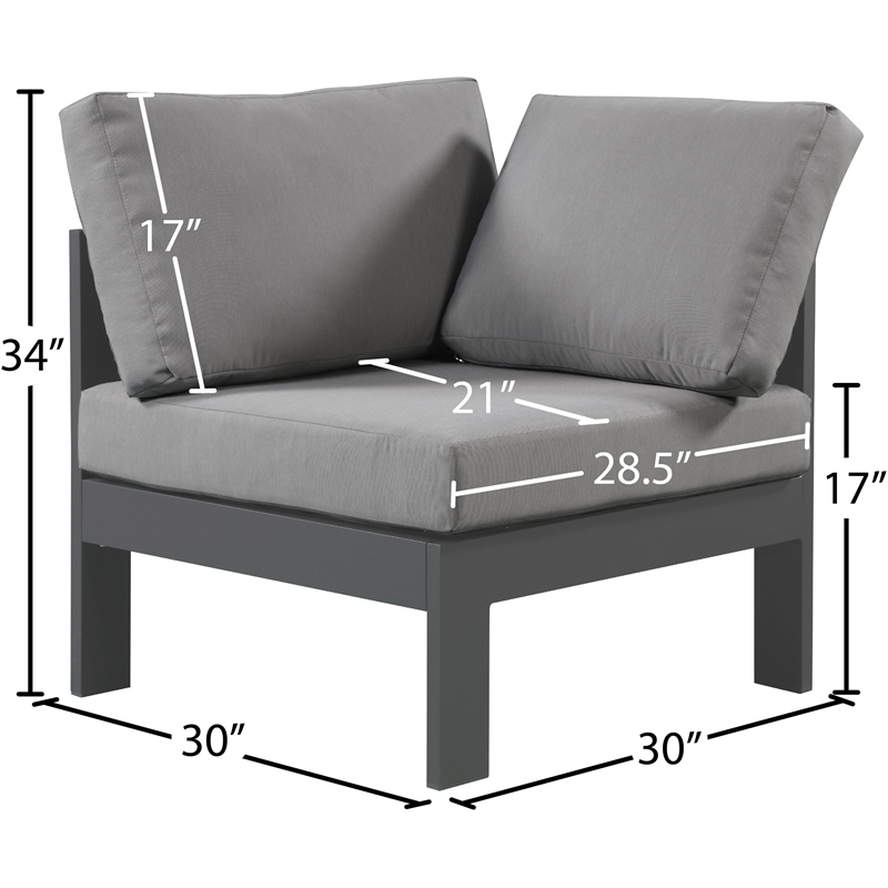 Meridian Furniture Nizuc Grey Outdoor Patio Corner Chair