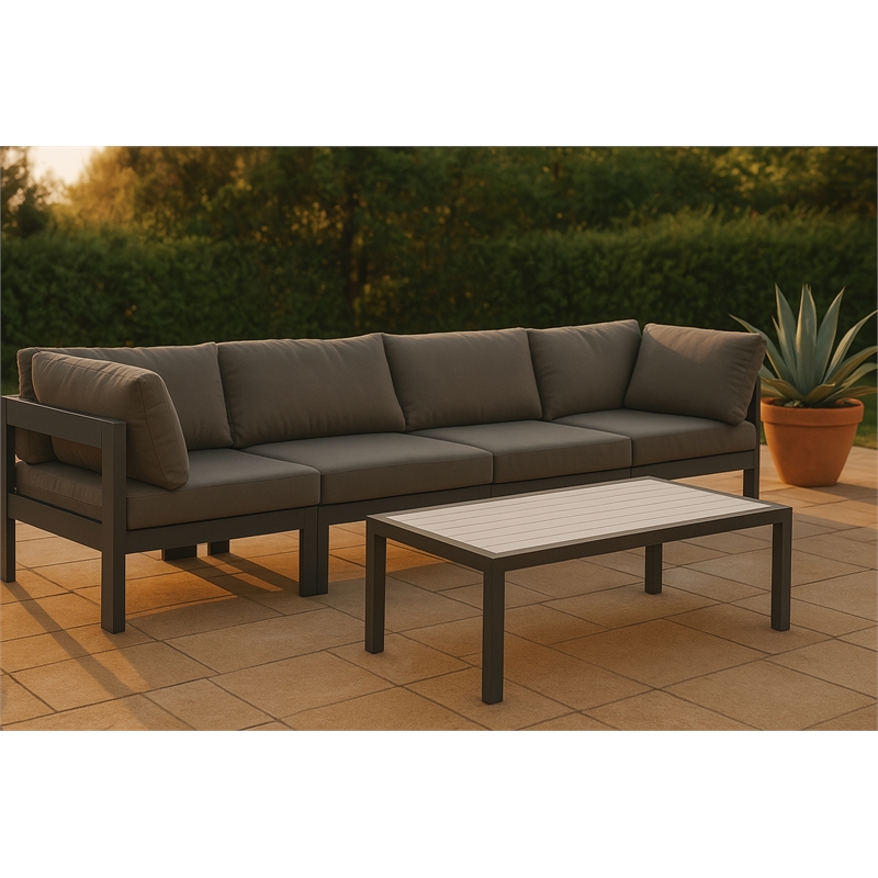 Meridian Furniture Nizuc Grey Outdoor Patio Modular Sofa