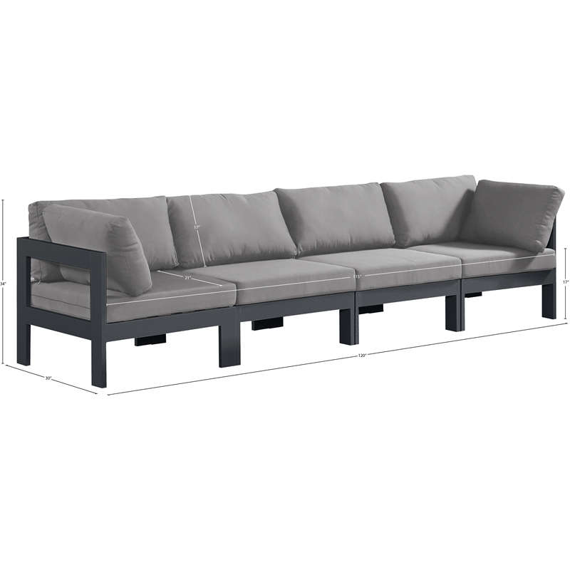 Meridian Furniture Nizuc Grey Outdoor Patio Modular Sofa