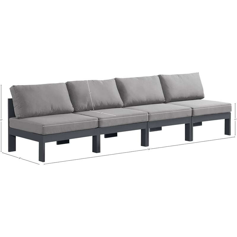 Meridian Furniture Nizuc Grey Outdoor Patio Modular Sofa