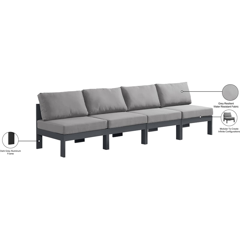 Meridian Furniture Nizuc Grey Outdoor Patio Modular Sofa