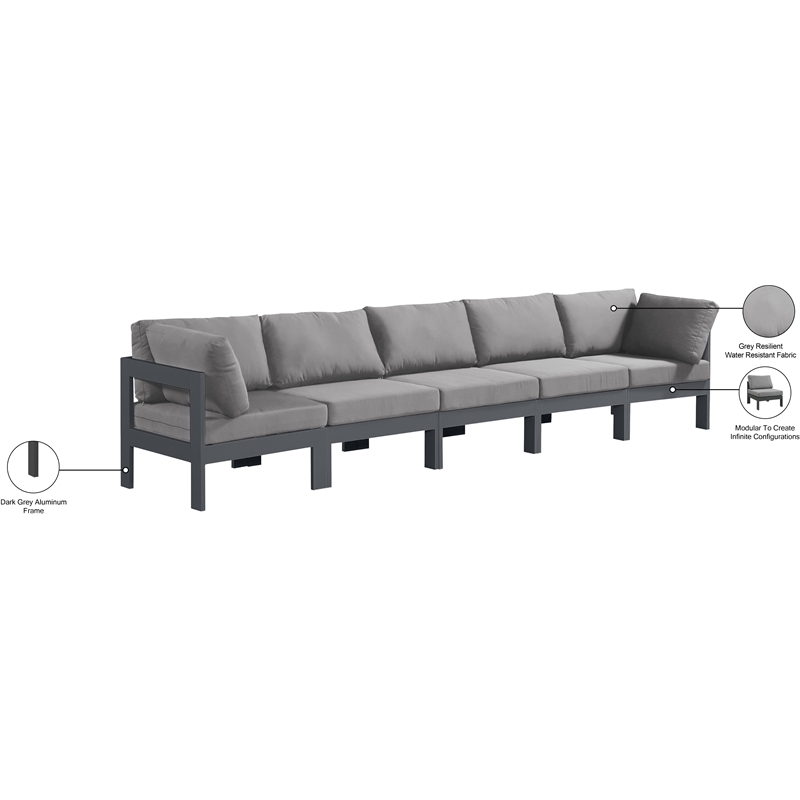 Meridian Furniture Nizuc Grey Outdoor Patio Modular Sofa