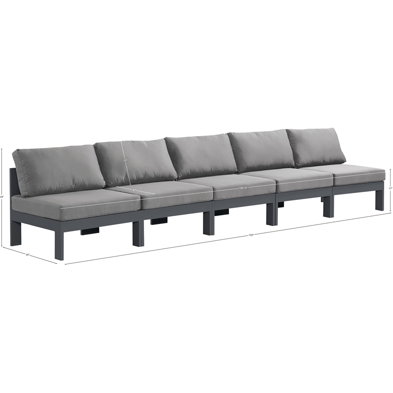 Meridian Furniture Nizuc Grey Outdoor Patio Modular Sofa