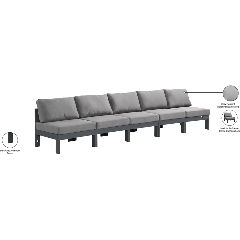 Meridian Furniture Nizuc Grey Outdoor Patio Modular Sofa