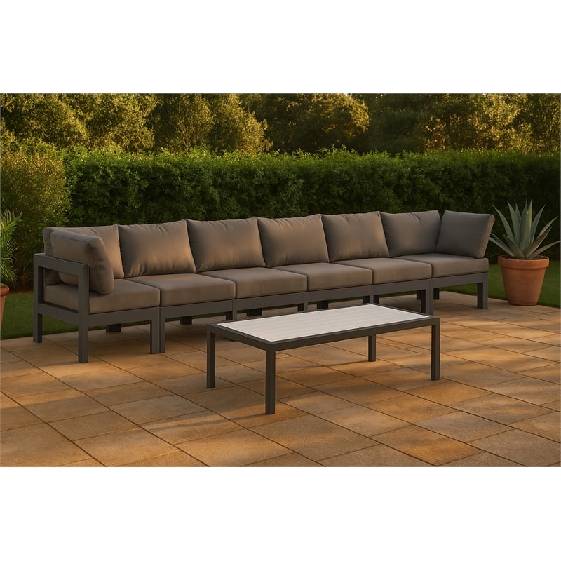 Meridian Furniture Nizuc Grey Outdoor Patio Modular Sofa