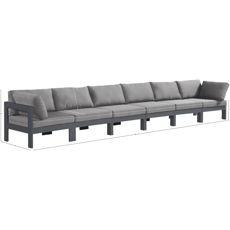 Meridian Furniture Nizuc Grey Outdoor Patio Modular Sofa
