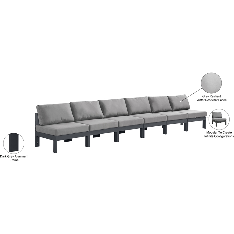 Meridian Furniture Nizuc Grey Outdoor Patio Modular Sofa
