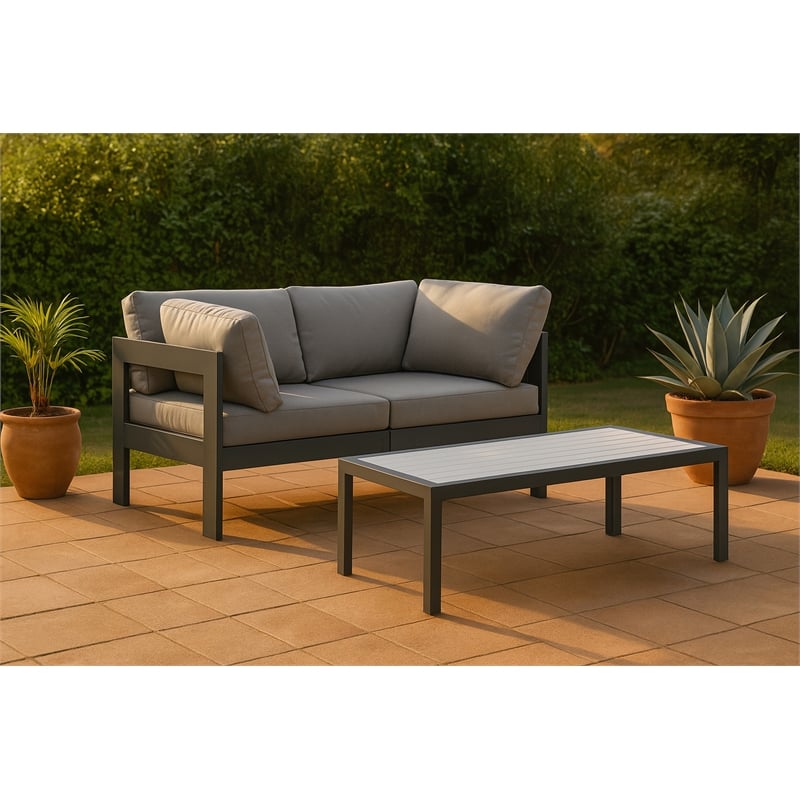 Meridian Furniture Nizuc Grey Outdoor Patio Modular Sofa