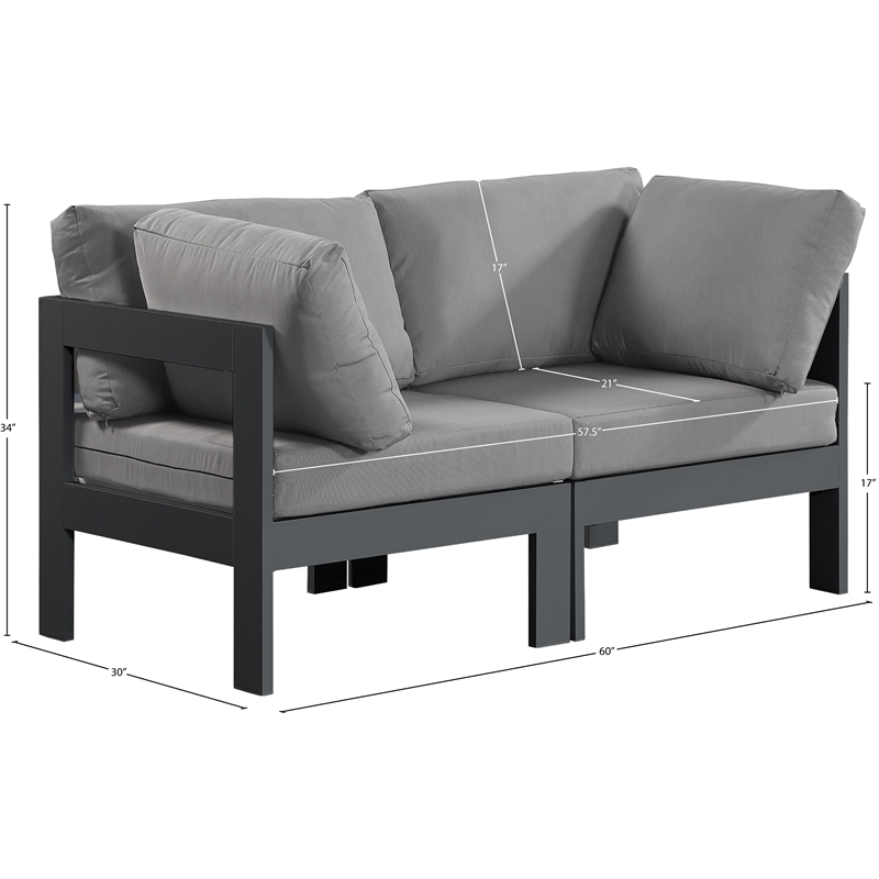 Meridian Furniture Nizuc Grey Outdoor Patio Modular Sofa
