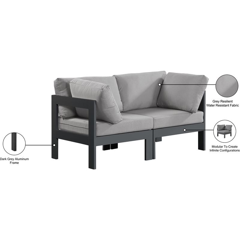 Meridian Furniture Nizuc Grey Outdoor Patio Modular Sofa