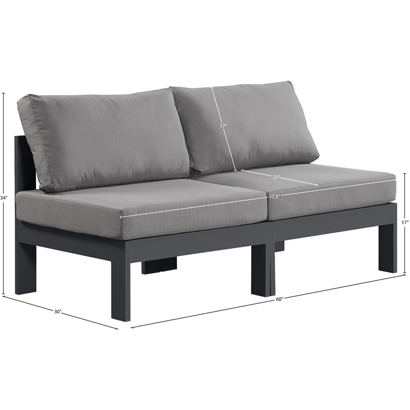 Meridian Furniture Nizuc Grey Outdoor Patio Modular Sofa