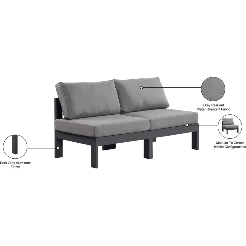 Meridian Furniture Nizuc Grey Outdoor Patio Modular Sofa