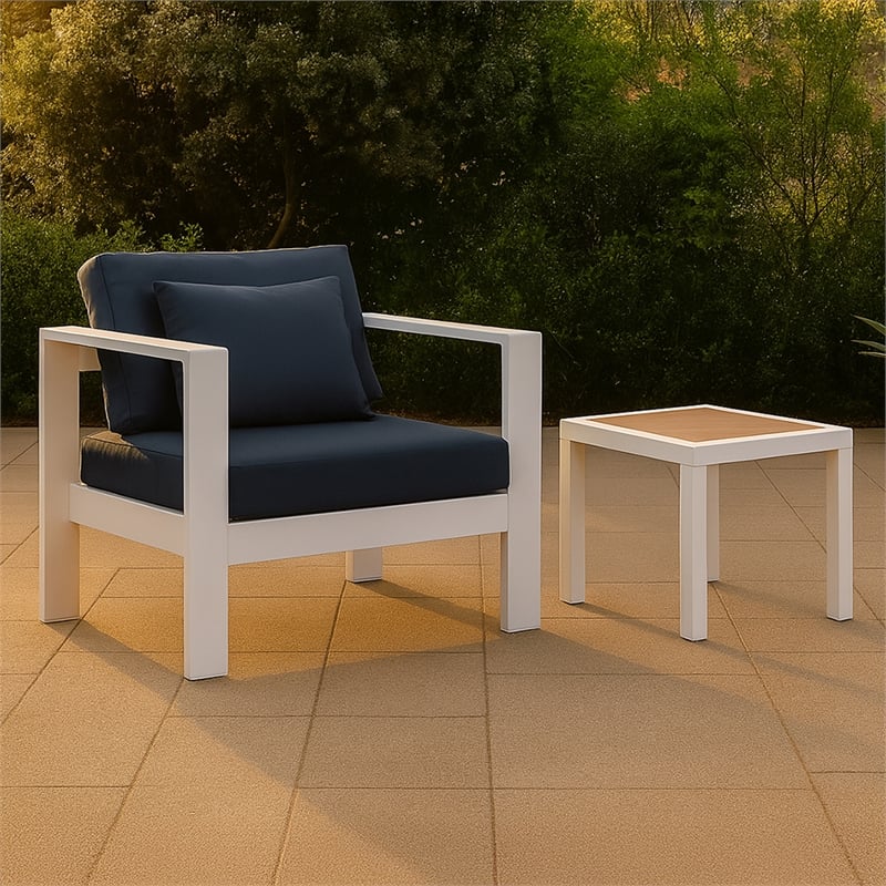 Meridian Furniture Nizuc Navy Outdoor Patio Arm Chair