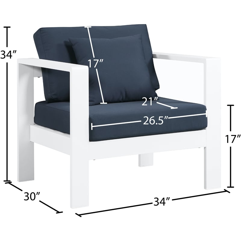 Meridian Furniture Nizuc Navy Outdoor Patio Arm Chair