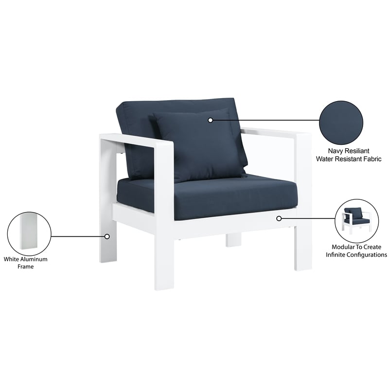 Meridian Furniture Nizuc Navy Outdoor Patio Arm Chair