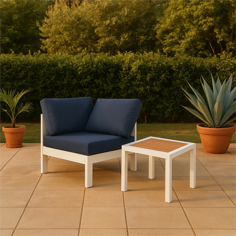 Meridian Furniture Nizuc Navy Outdoor Patio Corner Chair