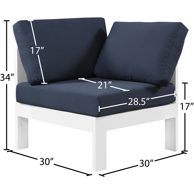 Meridian Furniture Nizuc Navy Outdoor Patio Corner Chair
