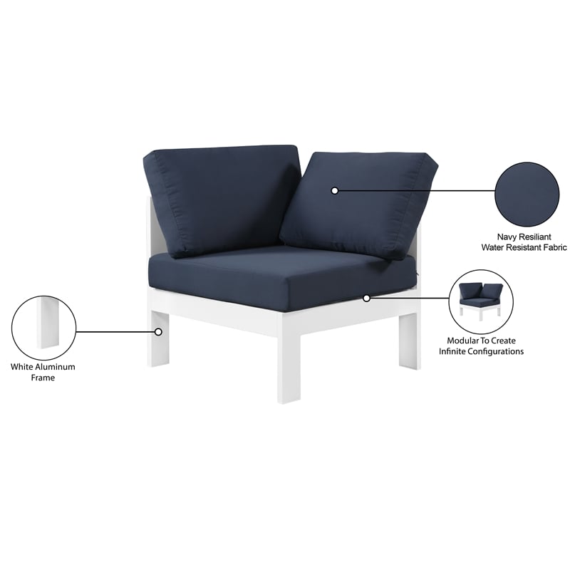 Meridian Furniture Nizuc Navy Outdoor Patio Corner Chair