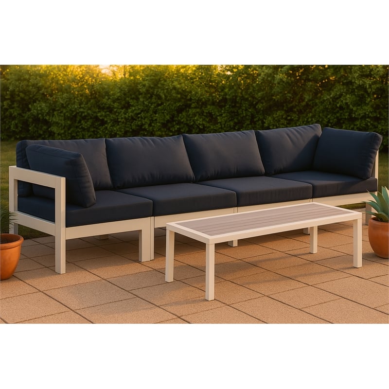 Meridian Furniture Nizuc Navy Outdoor Patio Modular Sofa