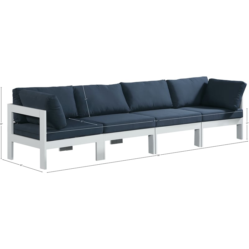 Meridian Furniture Nizuc Navy Outdoor Patio Modular Sofa