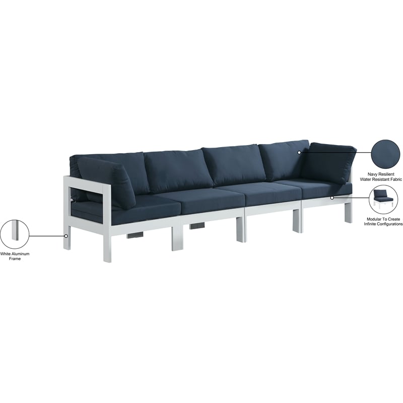 Meridian Furniture Nizuc Navy Outdoor Patio Modular Sofa
