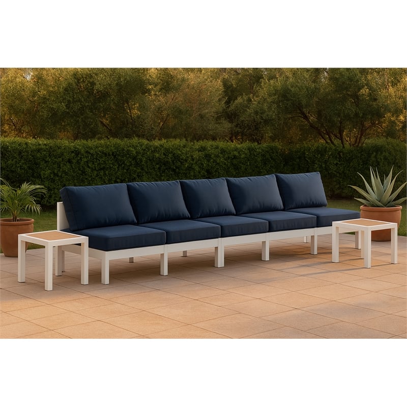 Meridian Furniture Nizuc Navy Outdoor Patio Modular Sofa