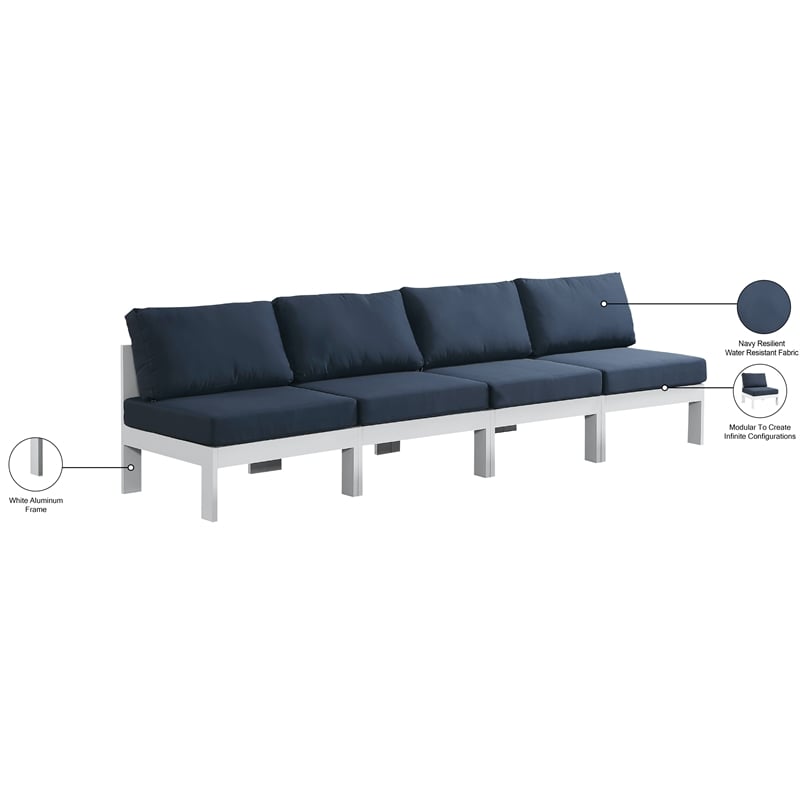 Meridian Furniture Nizuc Navy Outdoor Patio Modular Sofa