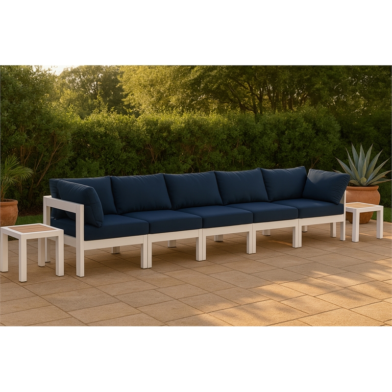 Meridian Furniture Nizuc Navy Outdoor Patio Modular Sofa