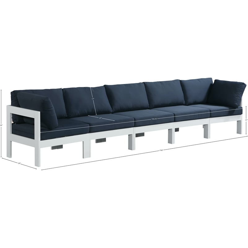 Meridian Furniture Nizuc Navy Outdoor Patio Modular Sofa